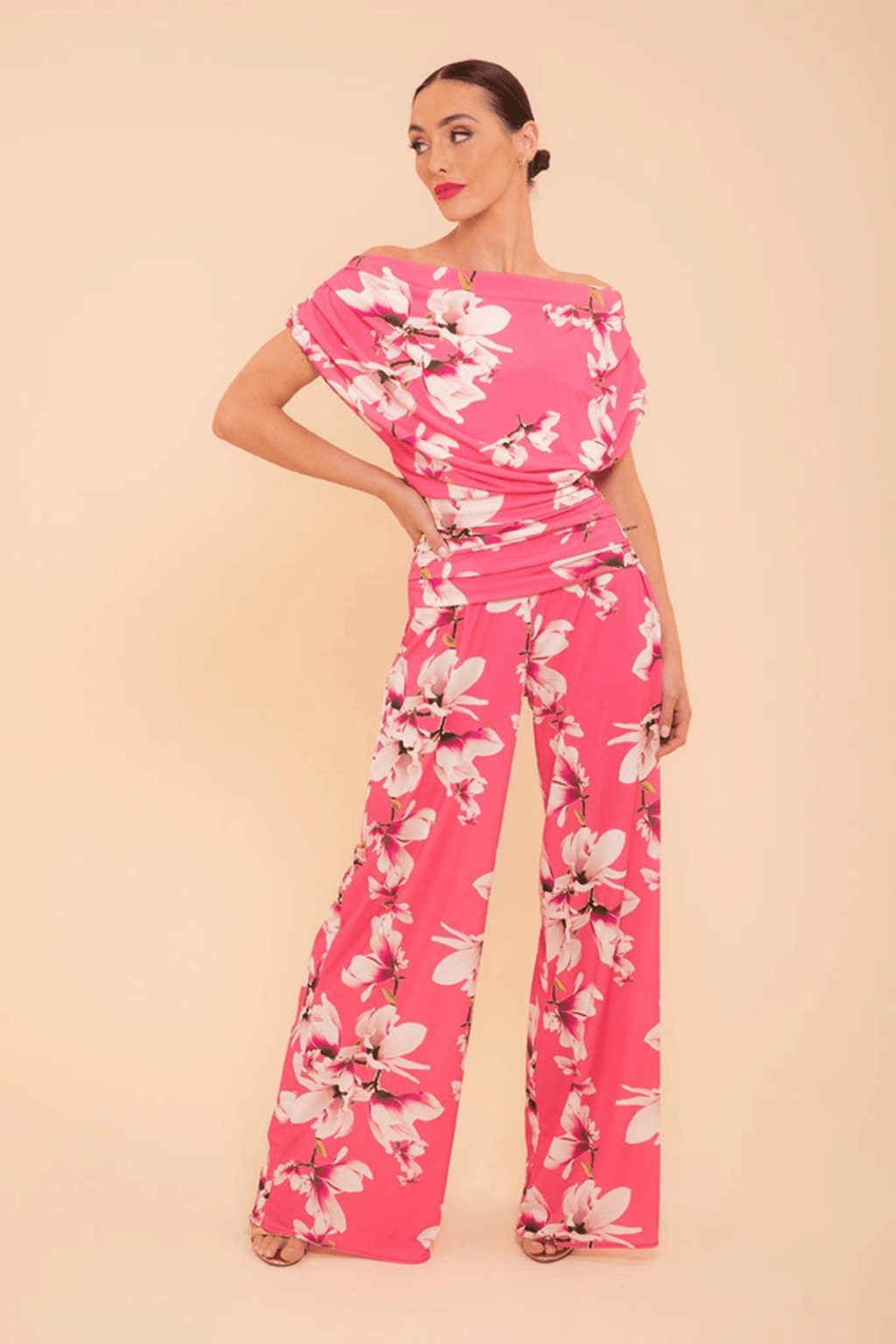 ATOM LABEL Carbon Jumpsuit in Fuschia Floral Print - Dotique