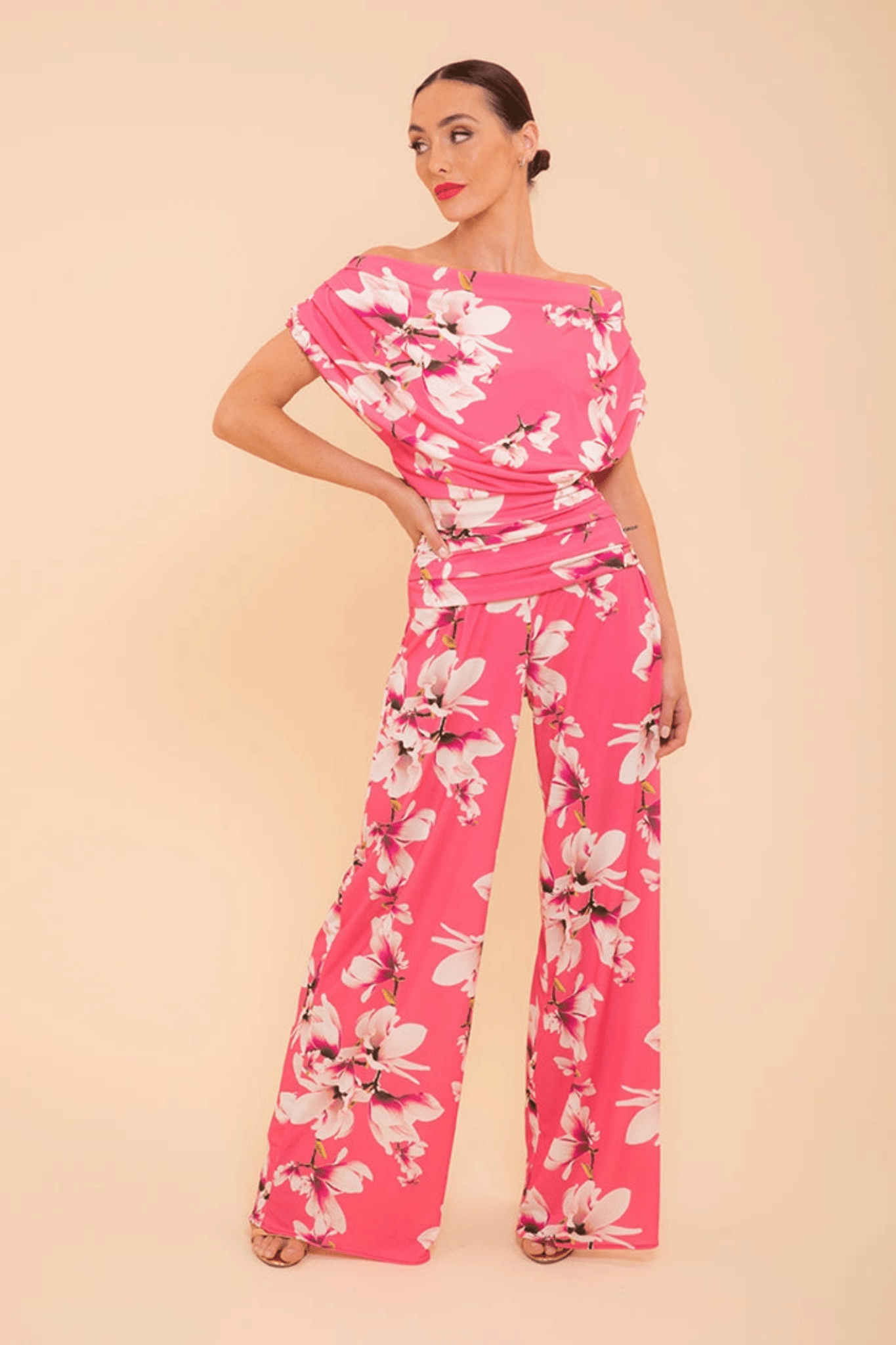 ATOM LABEL Carbon Jumpsuit in Fuschia Floral Print - Dotique