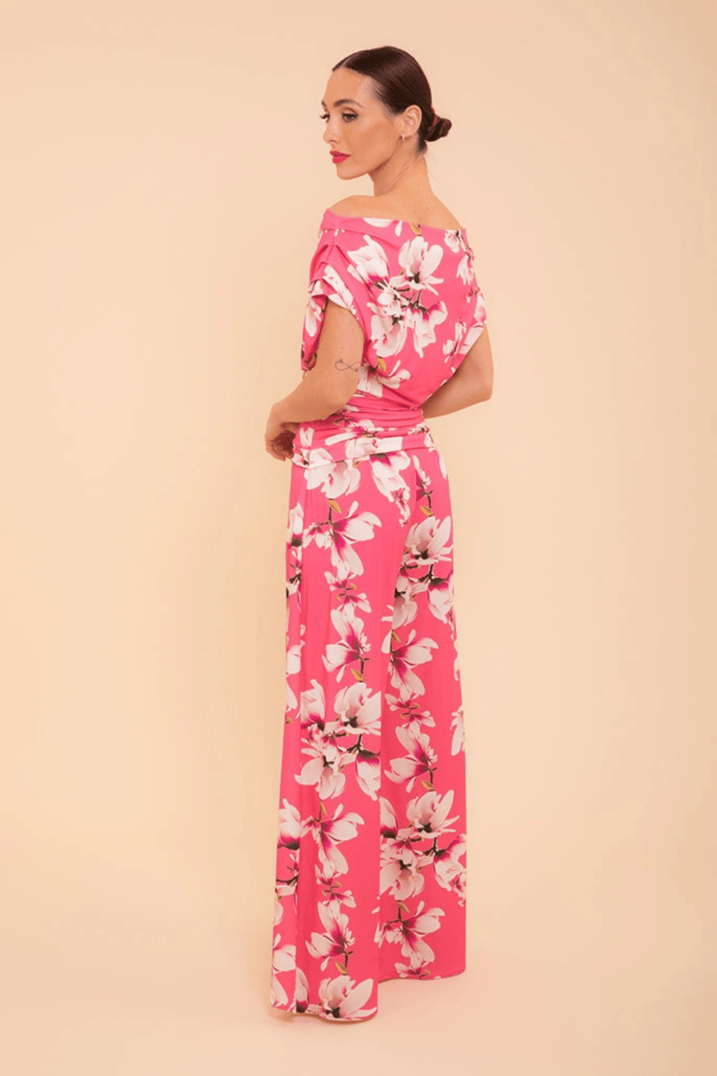 ATOM LABEL Carbon Jumpsuit in Fuschia Floral Print - Dotique