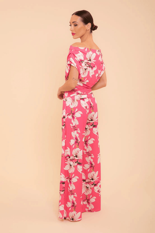 ATOM LABEL Carbon Jumpsuit in Fuschia Floral Print - Dotique