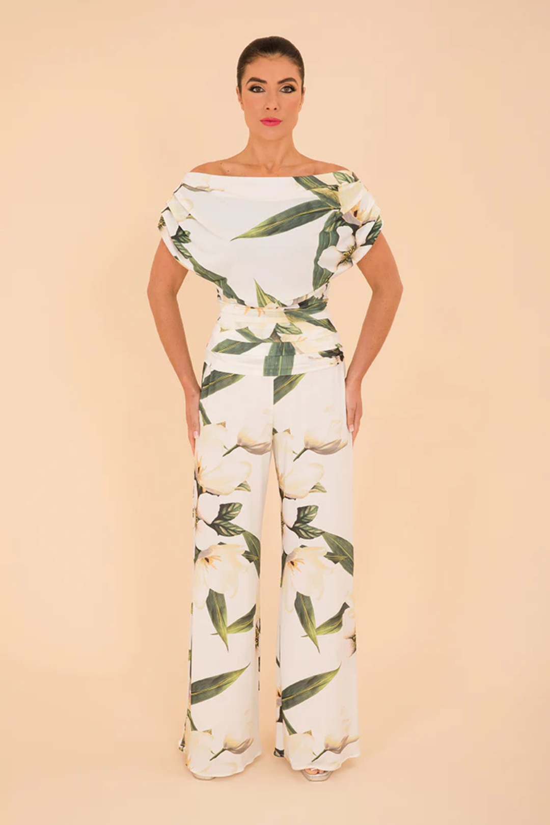 ATOM LABEL Carbon Jumpsuit in Ivory Floral Print at Dotique