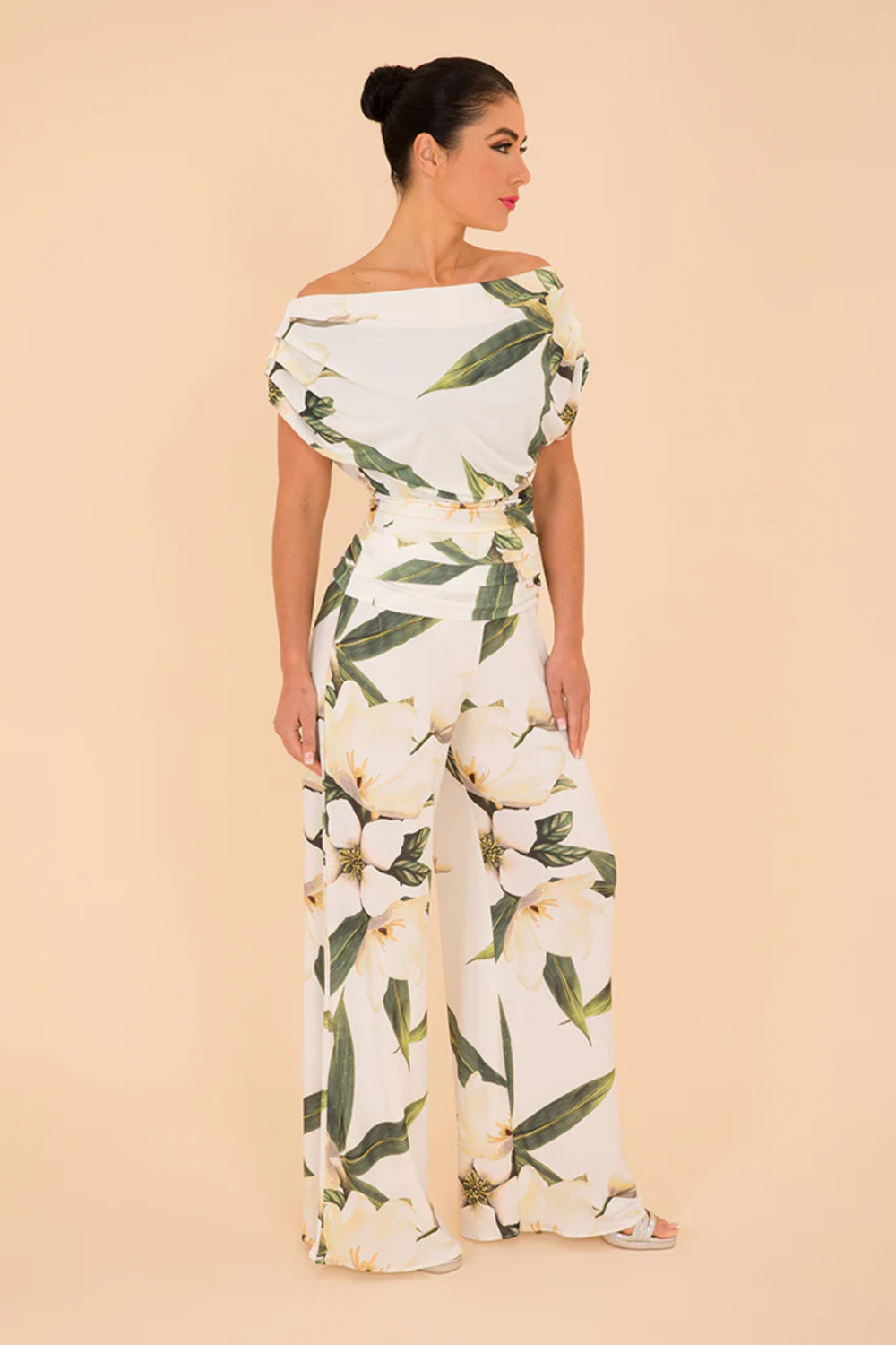 ATOM LABEL Carbon Jumpsuit in Ivory Floral Print at Dotique
