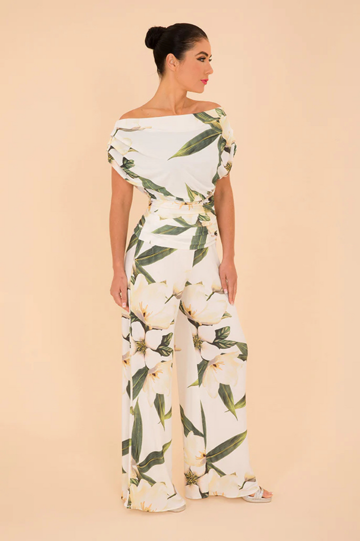 ATOM LABEL Carbon Jumpsuit in Ivory Floral Print at Dotique