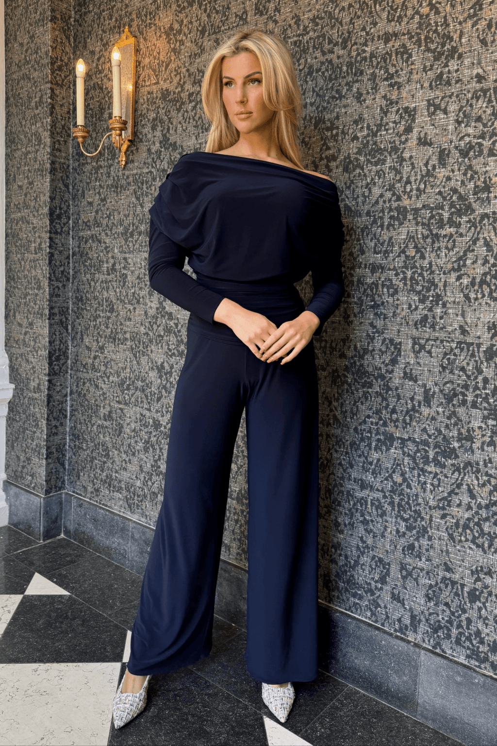 Atom Label Carbon Jumpsuit in Navy Regular Length - Dotique - ATOM LABEL