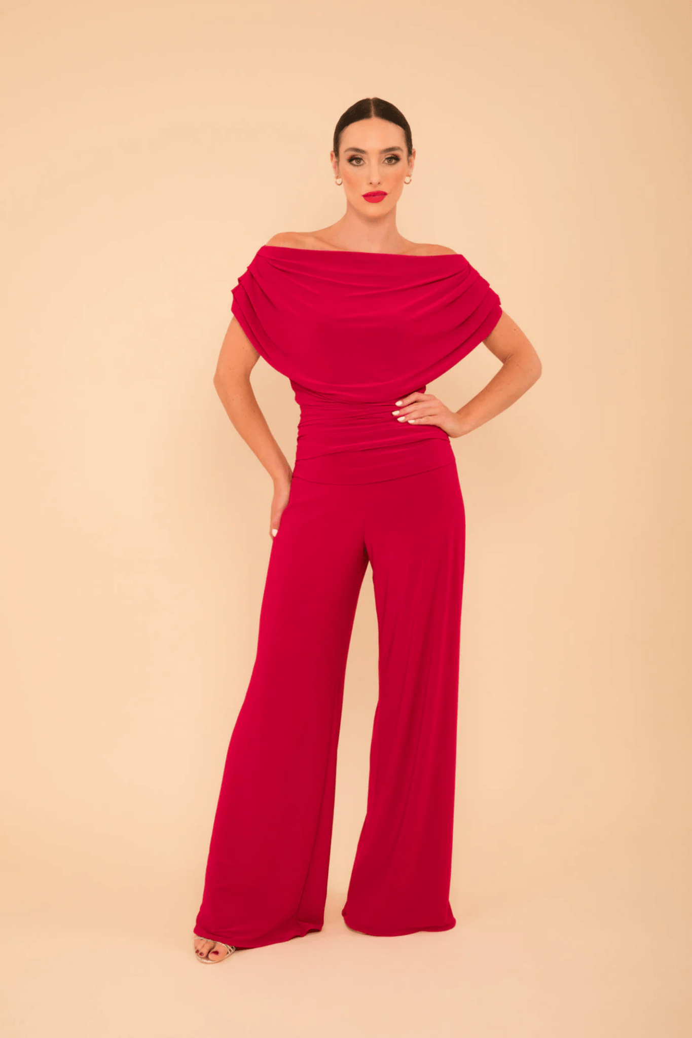 Atom Label Carbon Jumpsuit in Red Regular Length - Dotique - ATOM LABEL