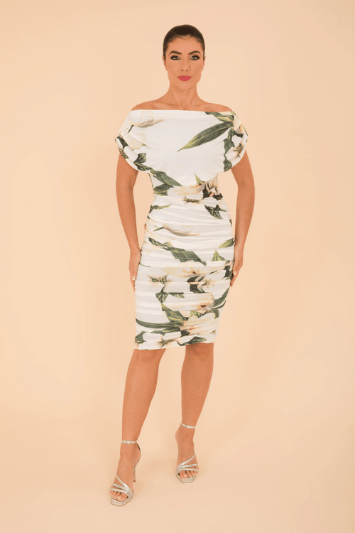 Atom Label Oxygen Dress in Ivory Floral Print - Dotique