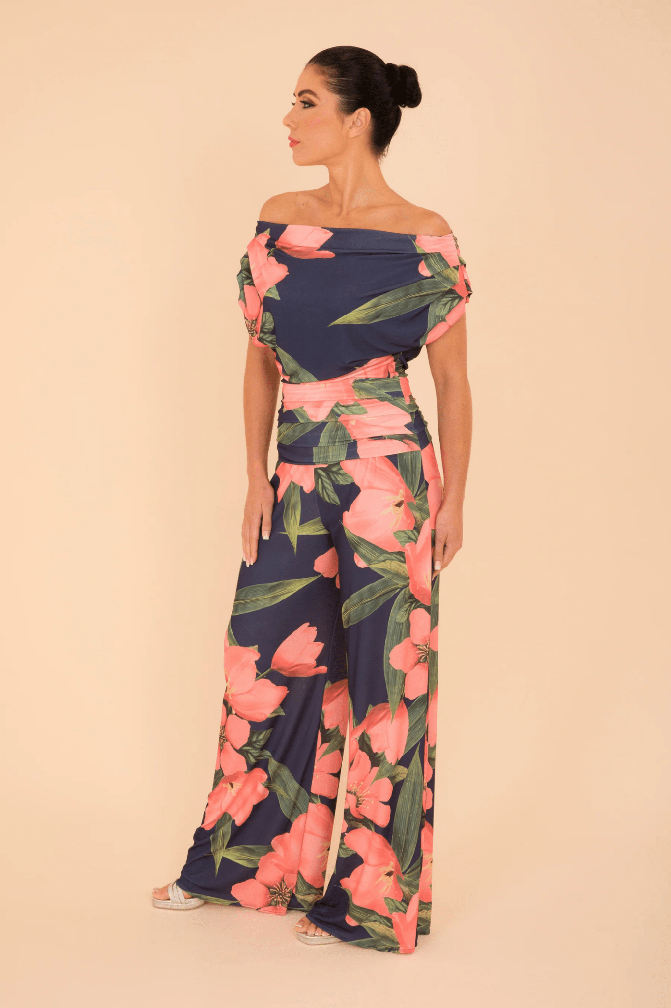 Atom Label SS25 Carbon Jumpsuit in Navy & Coral Floral