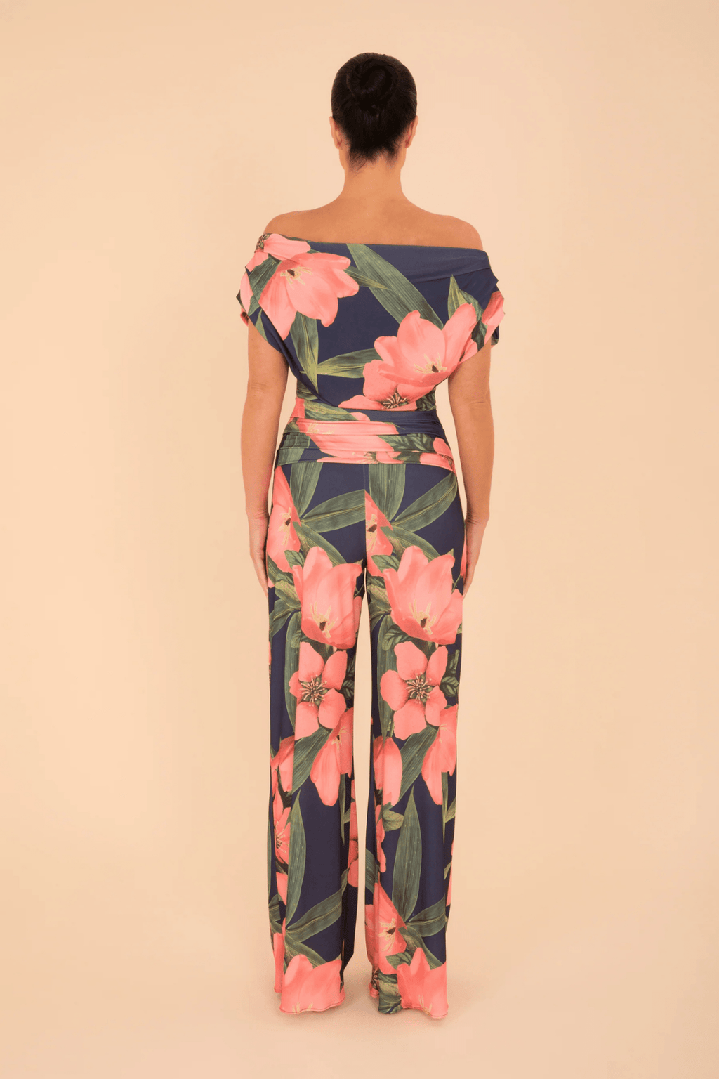 Atom Label SS25 Carbon Jumpsuit in Navy & Coral Floral