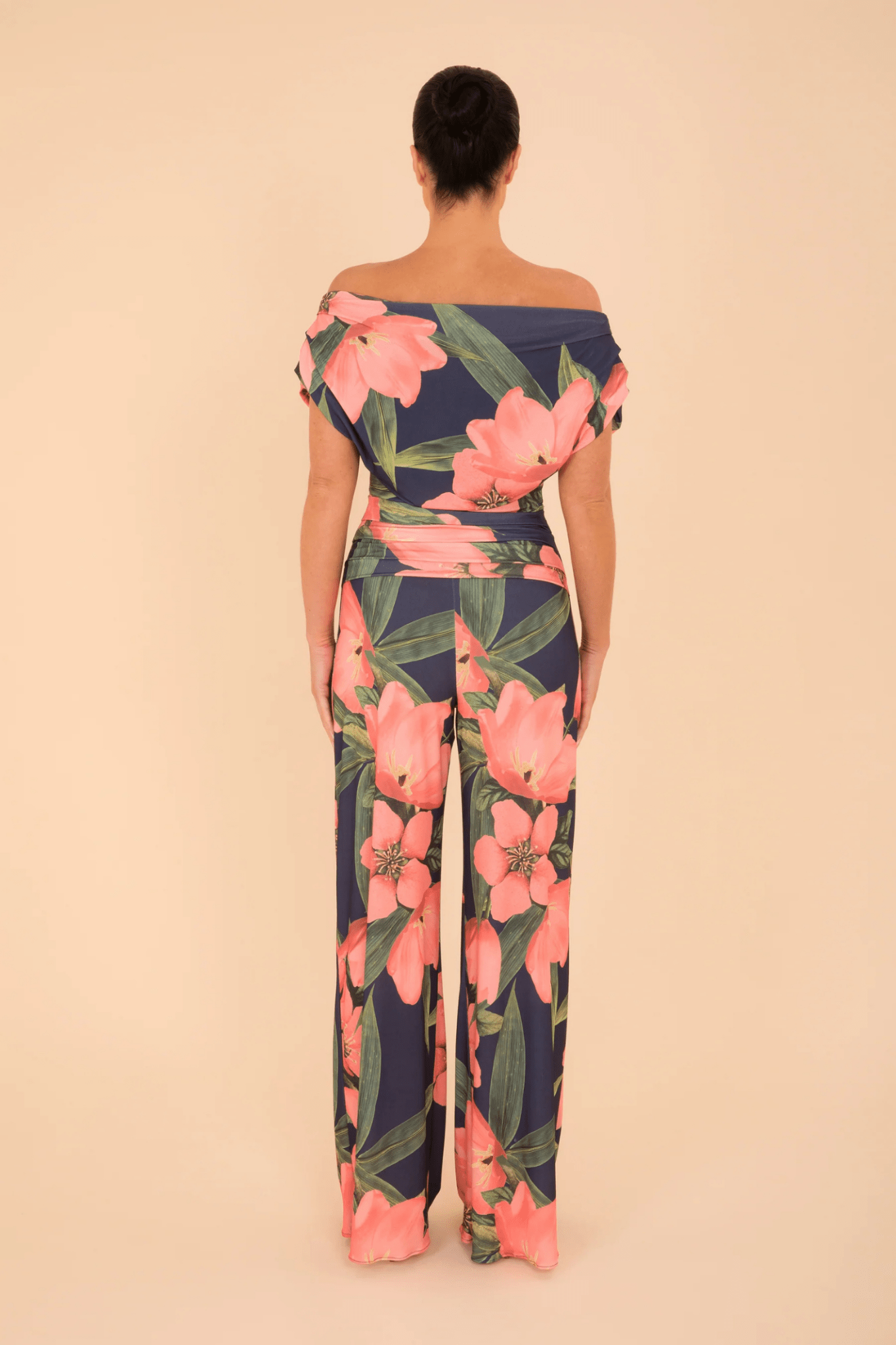 Atom Label SS25 Carbon Jumpsuit in Navy & Coral Floral
