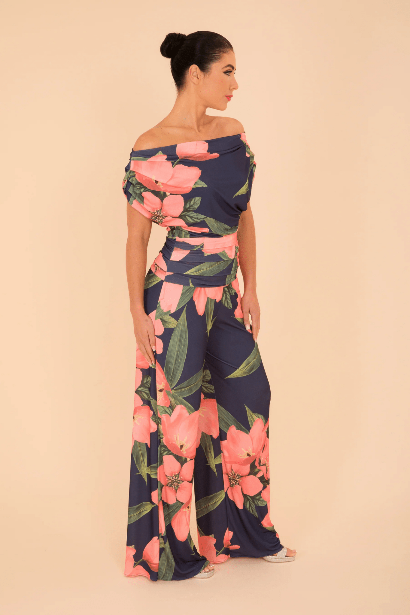 Atom Label SS25 Carbon Jumpsuit in Navy & Coral Floral