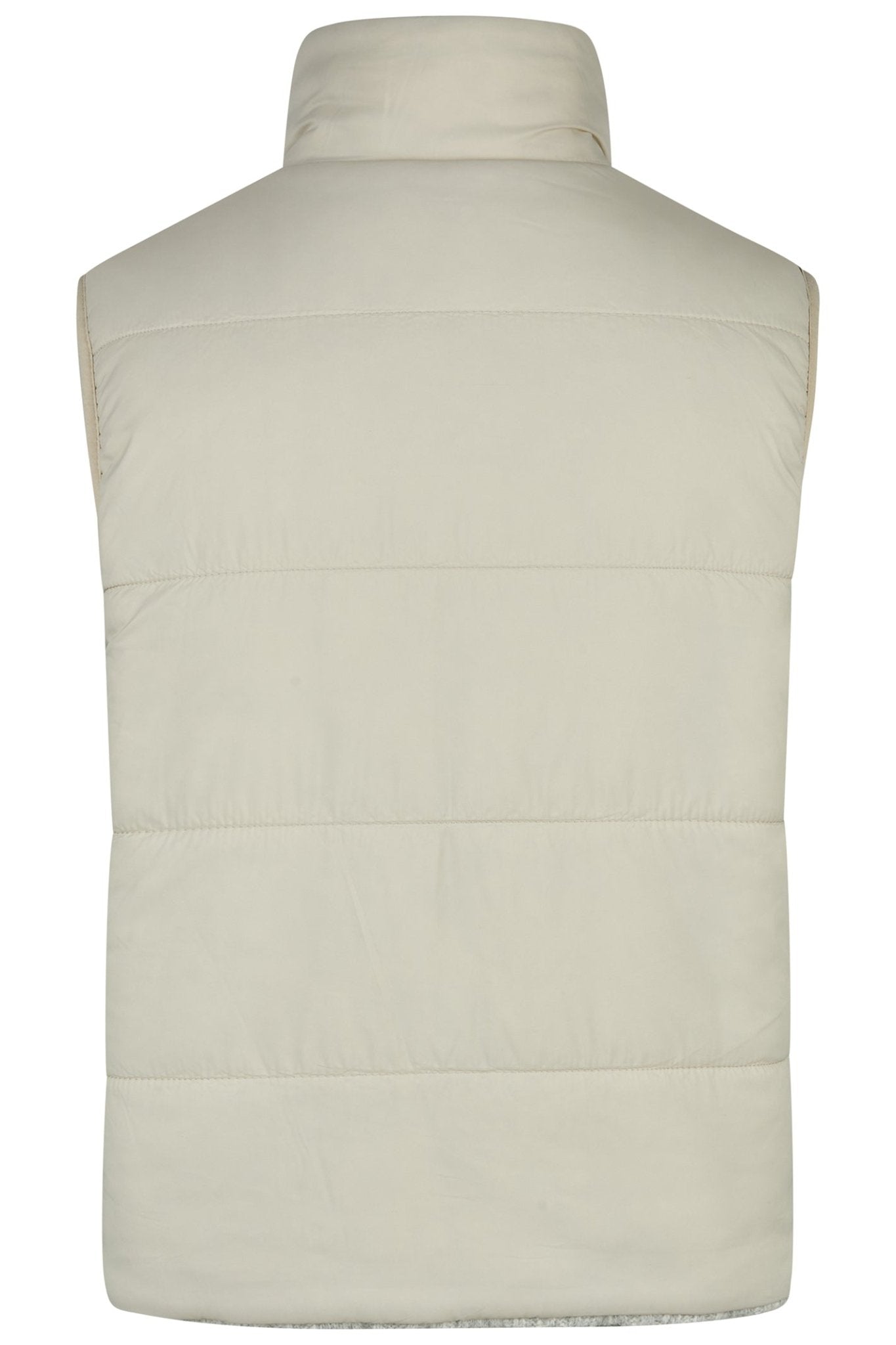 Beige puffer vest on a white background
