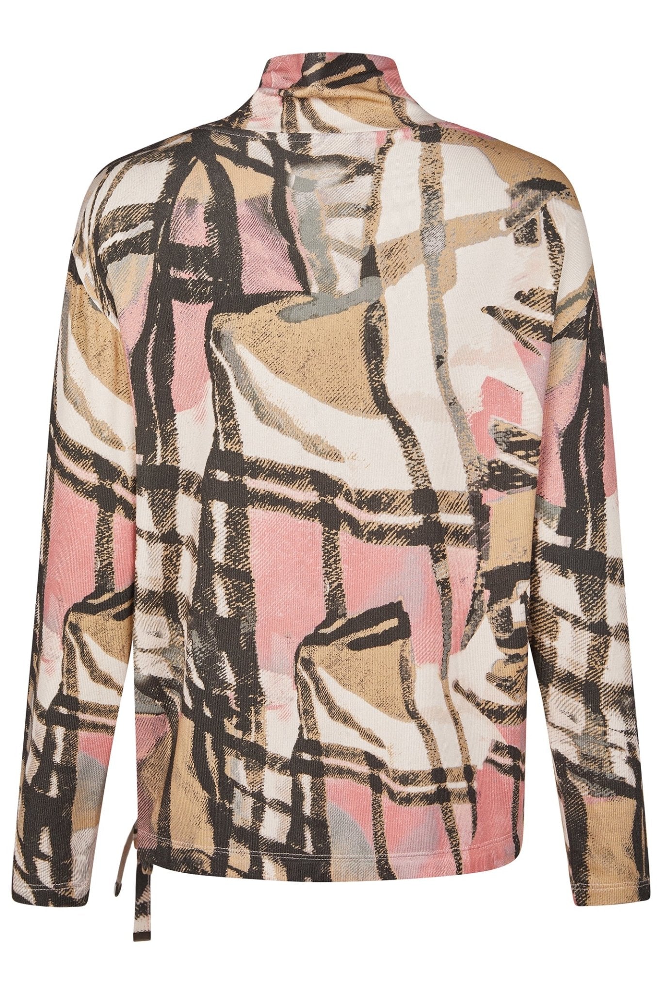 Barbara Lebek 42120052 Pink and Nude Mix Long Sleeved Cowl Neck Top with Drawstring - Dotique - Barbara Lebek