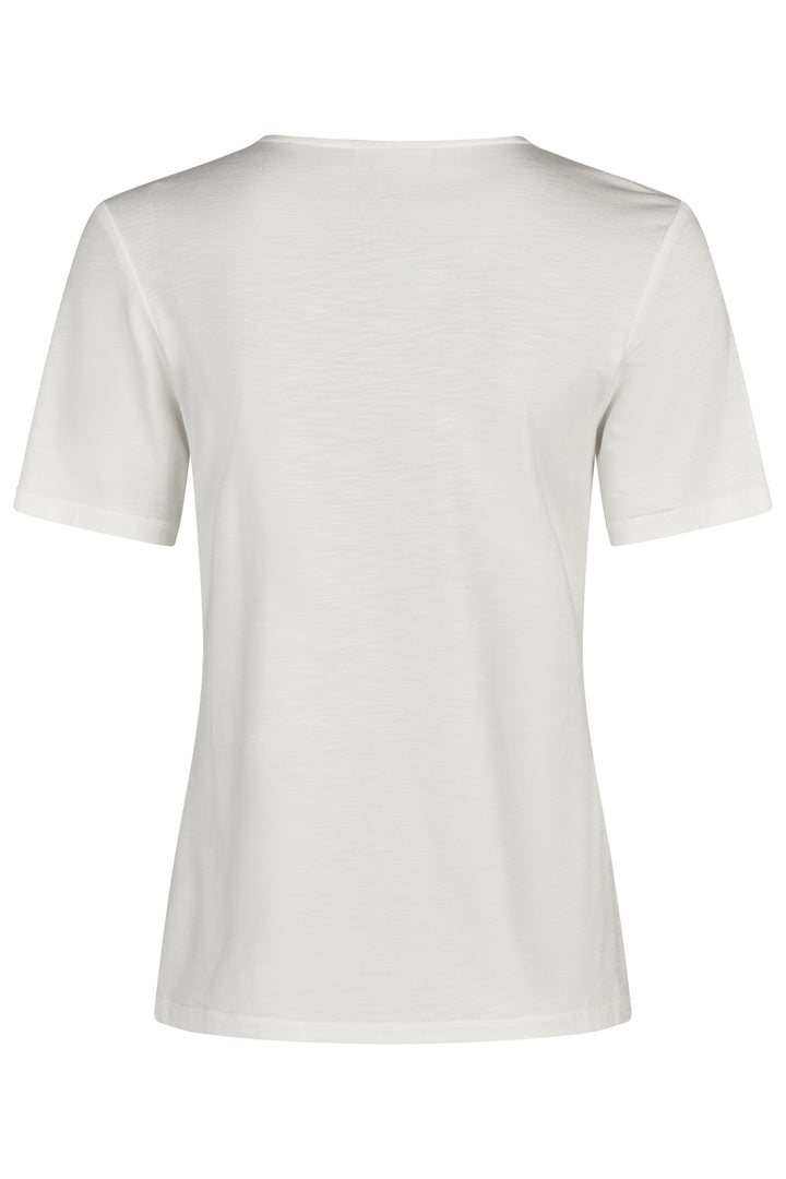 Barbara Lebek 75020052 Off White Edged V-Neck T-Shirt - Dotique