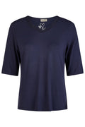 Barbara Lebek 85550052 Navy V - Neck T-Shirt Top - Dotique