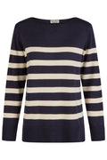 Barbara Lebek 86220052 Navy Striped Boat Neck Jumper - Dotique