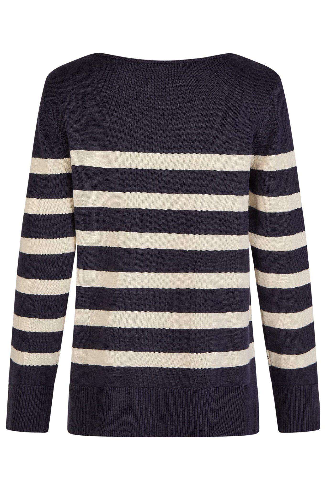 Barbara Lebek 86220052 Navy Striped Boat Neck Jumper - Dotique