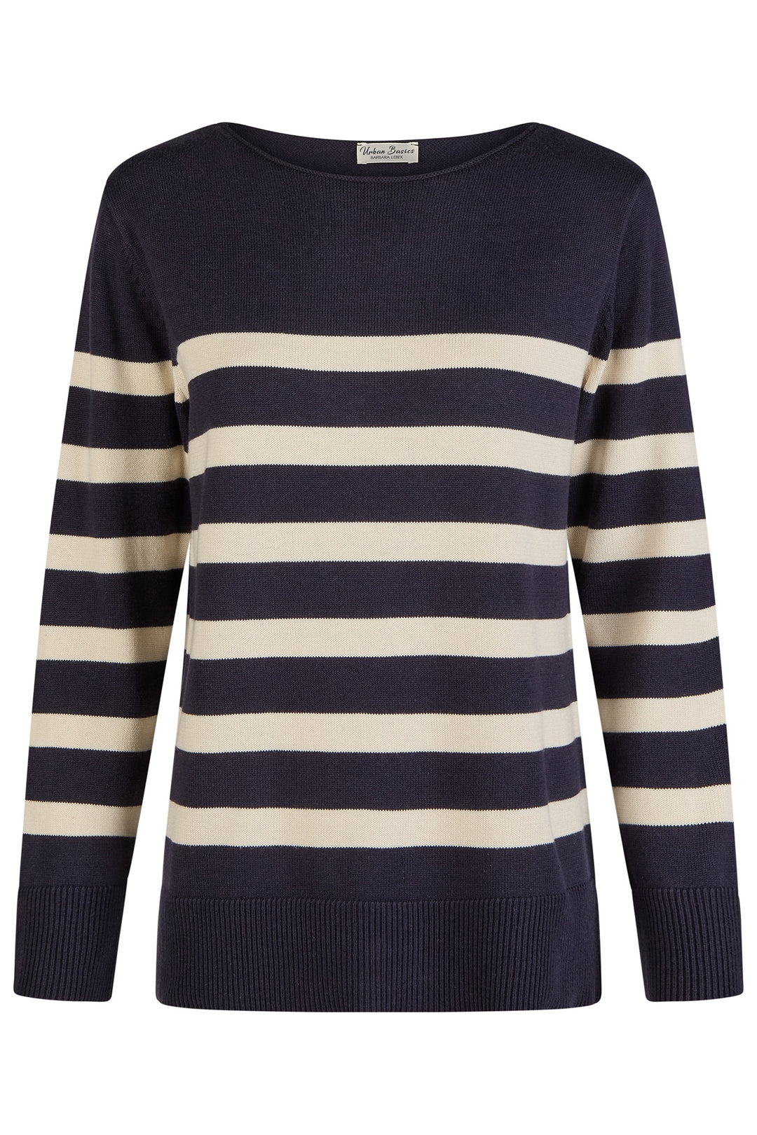 Barbara Lebek 86220052 Navy Striped Boat Neck Jumper - Dotique