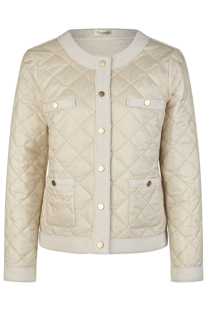 Barbara Lebek Diamond Quilt Front Fleece Jacket Chalk Beige 75100052 - Dotique