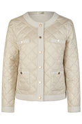 Barbara Lebek Diamond Quilt Front Fleece Jacket Chalk Beige 75100052 - Dotique