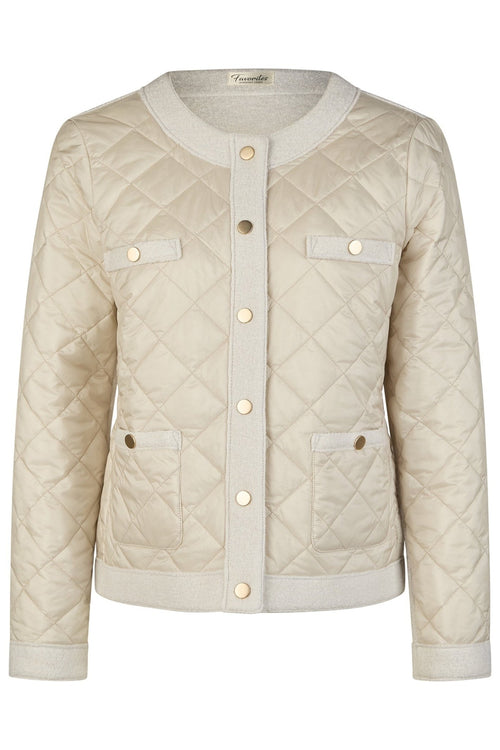 Barbara Lebek Diamond Quilt Front Fleece Jacket Chalk Beige 75100052 - Dotique
