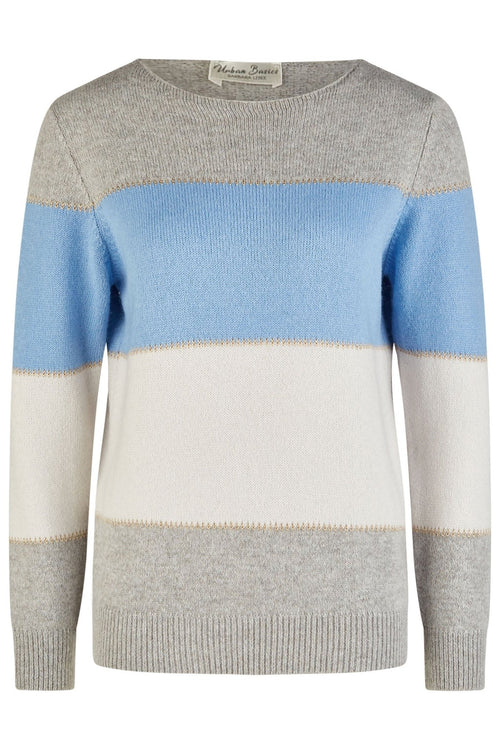 Barbara Lebek Stripe Jumper Boat Neck Stone Blue 27650042 - Dotique - Barbara Lebek