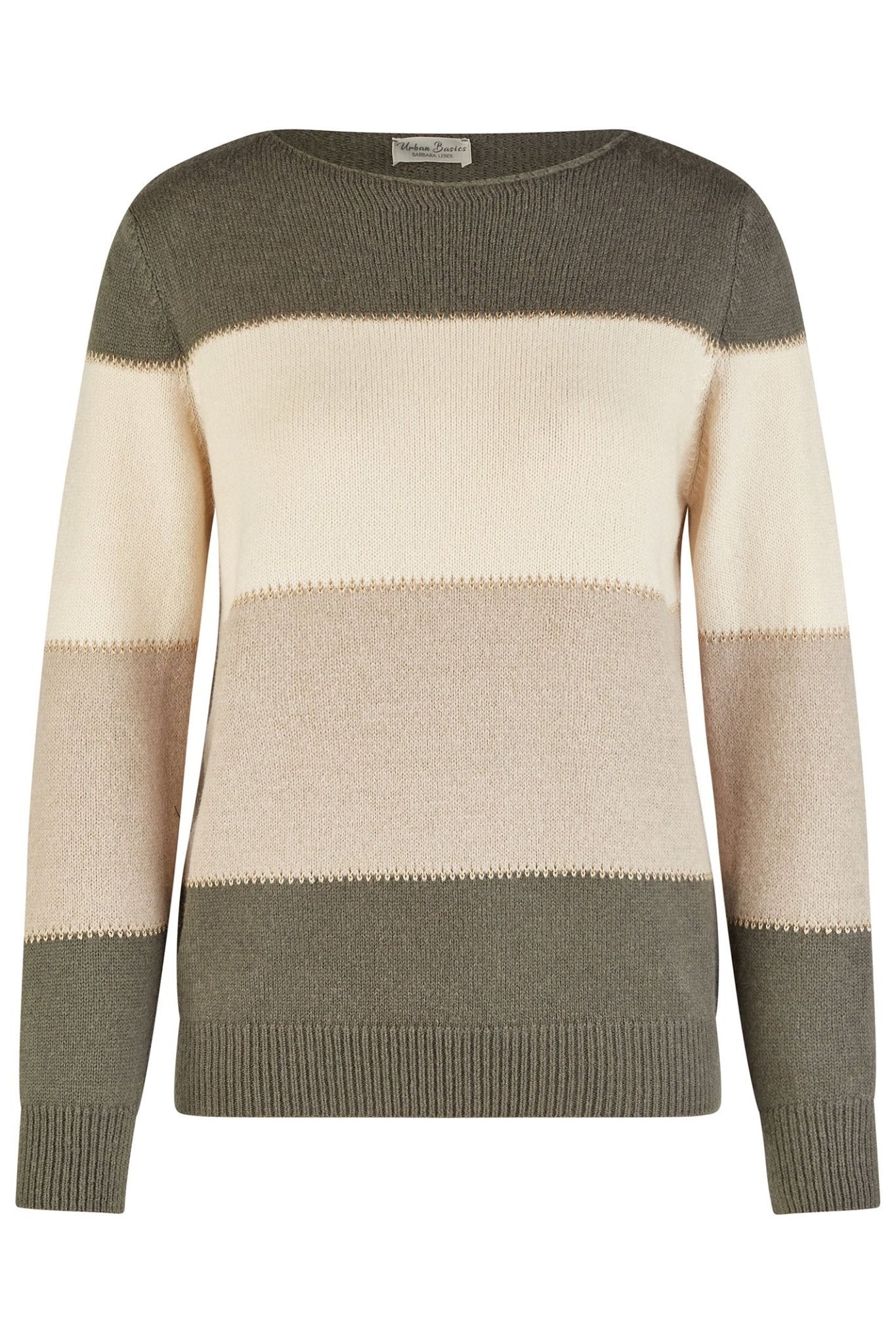Barbara Lebek Stripe Jumper Boat Neck Taupe 27660042 - Dotique - Barbara Lebek