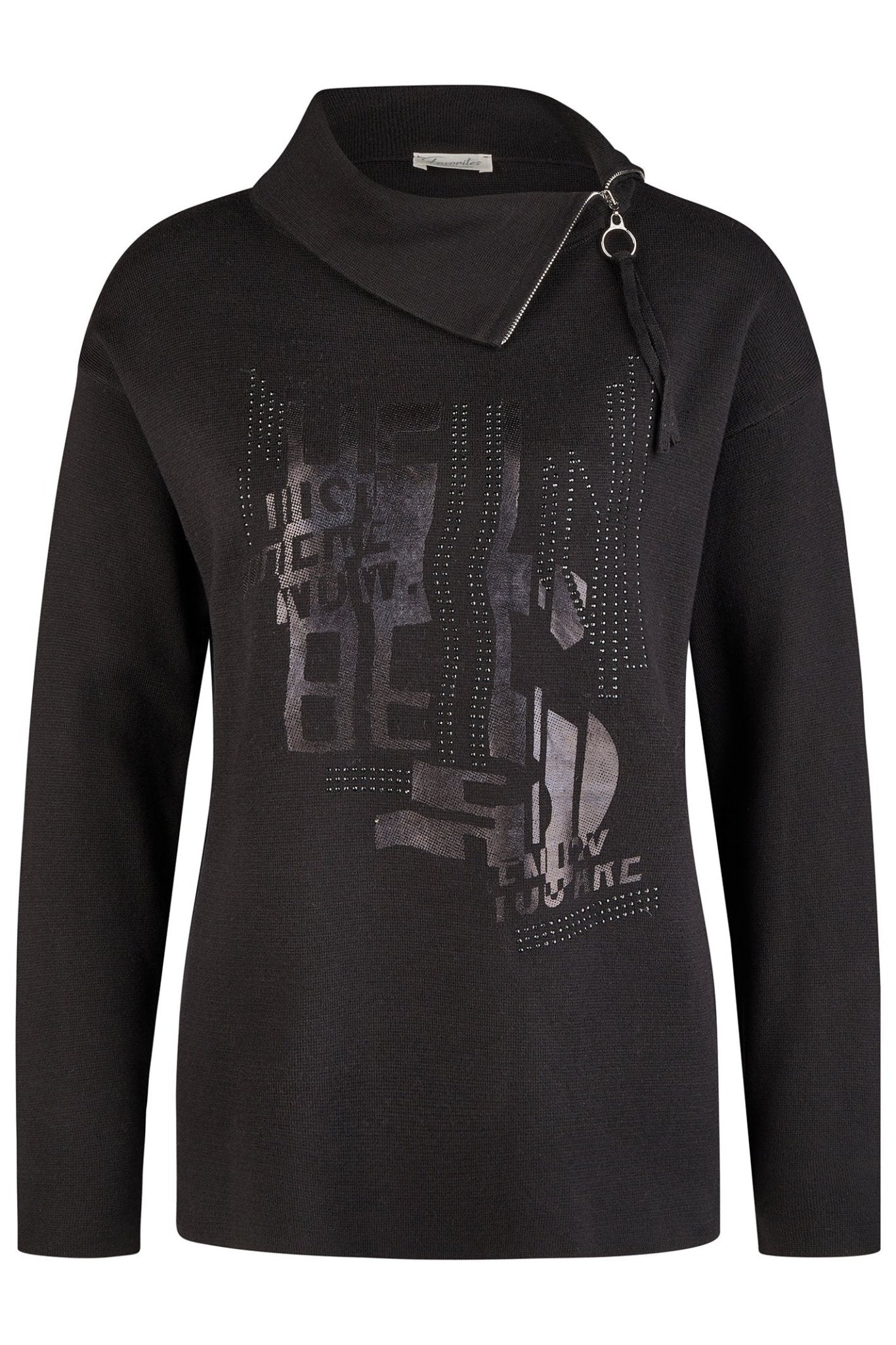 Barbara Lebek Zip Neck Jumper Black 17200042 - Dotique - Barbara Lebek