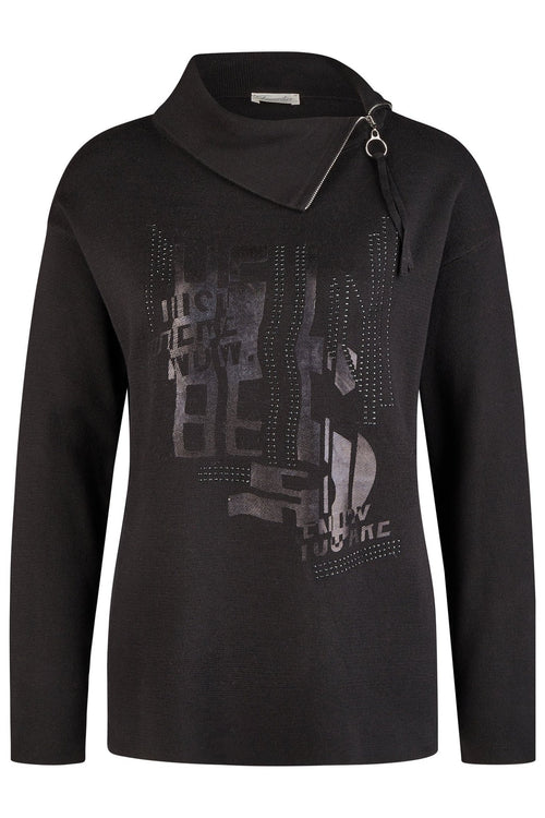 Barbara Lebek Zip Neck Jumper Black 17200042 - Dotique - Barbara Lebek