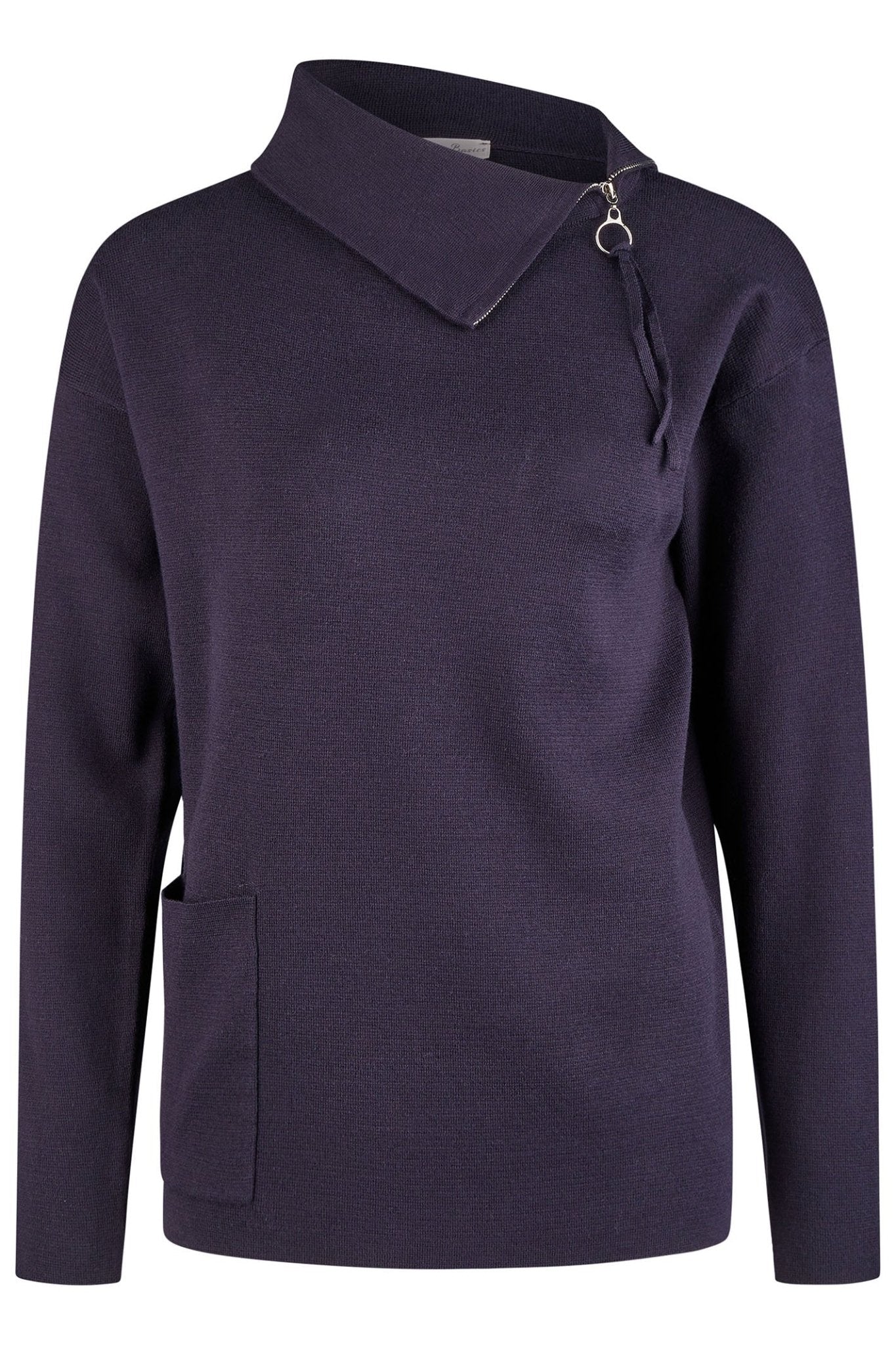 Barbara Lebek Zip Neck Jumper Navy Blue 27020042 - Dotique - Barbara Lebek