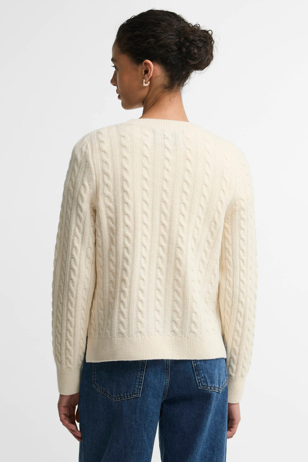 Barbour Ashdown Cable Knitted Jumper Ecru LKN1834