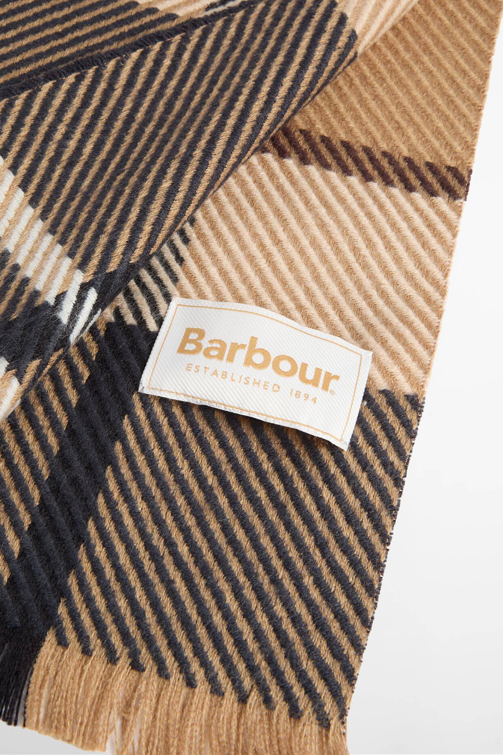 Barbour Blair Tartan Scarf Birchwood Dress Tartan LSC0308 fringed scarf Shop Barbour at Dotique