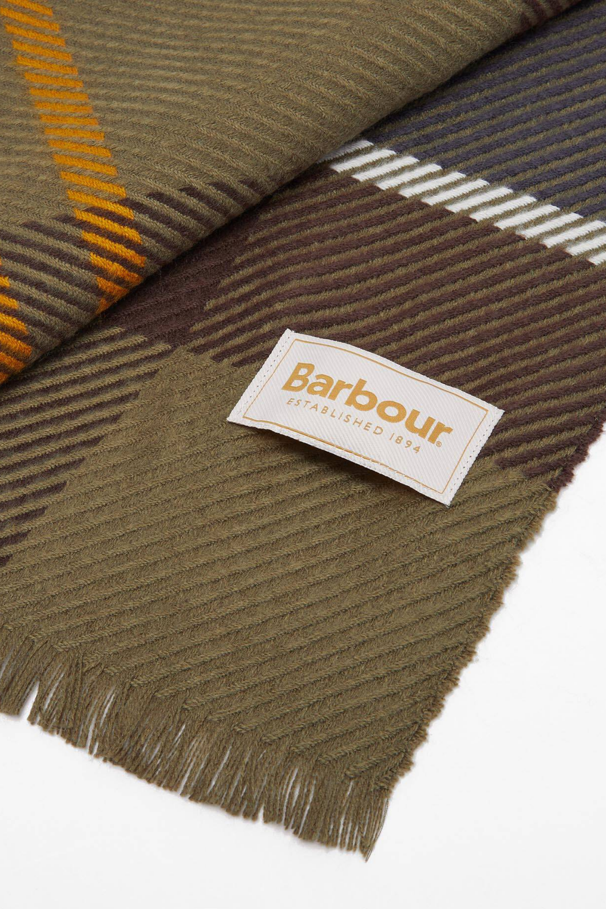 Barbour Blair Tartan Scarf Classic Tartan LSC0308 fringed tartan scarf Shop Barbour at Dotique