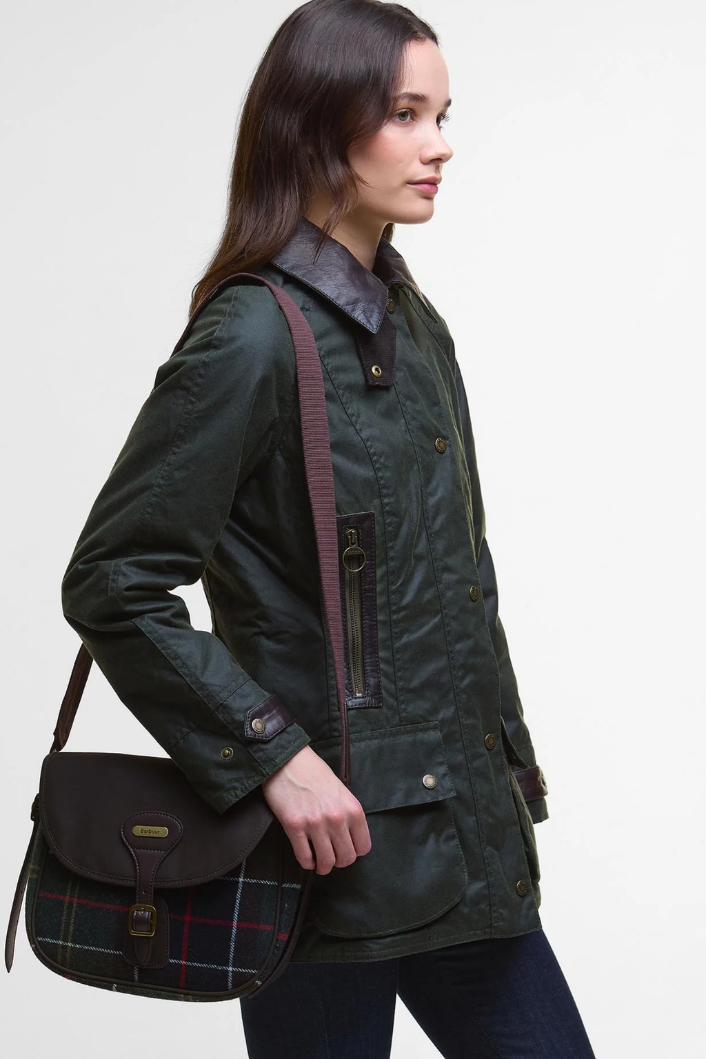 Barbour Cromarty Bag Classic Olive Green LBA0479 by Barbour on model Shop Barbour at Dotique
