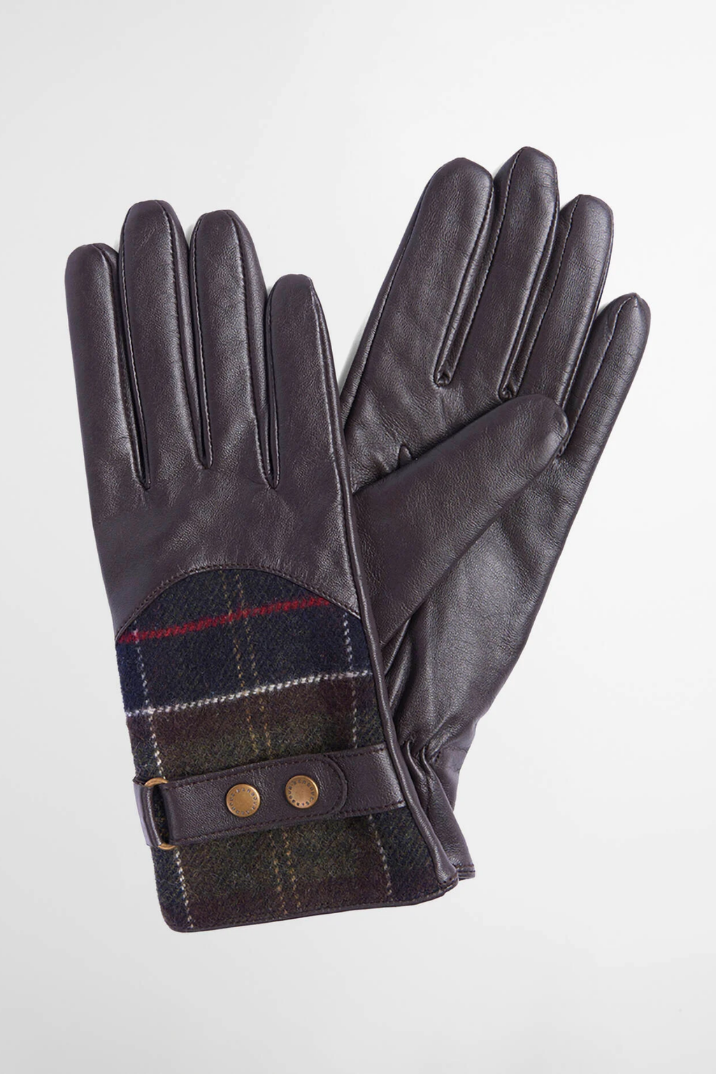 Barbour Dee Tartan Gloves Dark Brown LGL0037 Barbour leather tartan gloves Shop Barbour at Dotique