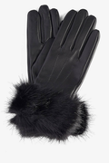 Barbour Fur Trim Gloves Black LGL0043 with black fur cuffs. You can Shop Barbour at Dotique