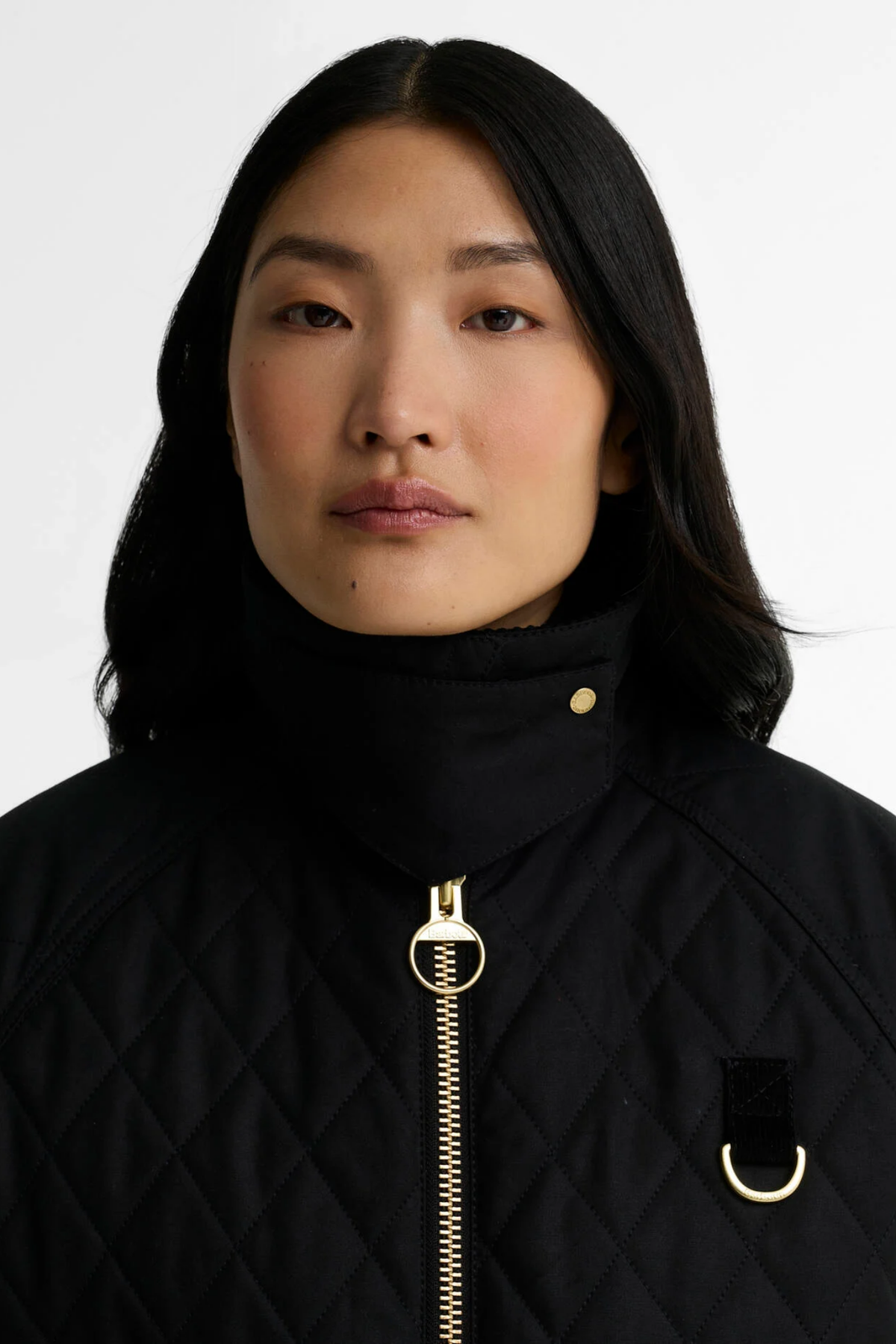 Barbour Icons Quilted Spey Jacket - Black worn by a model. Shop Barbour at Dotique.