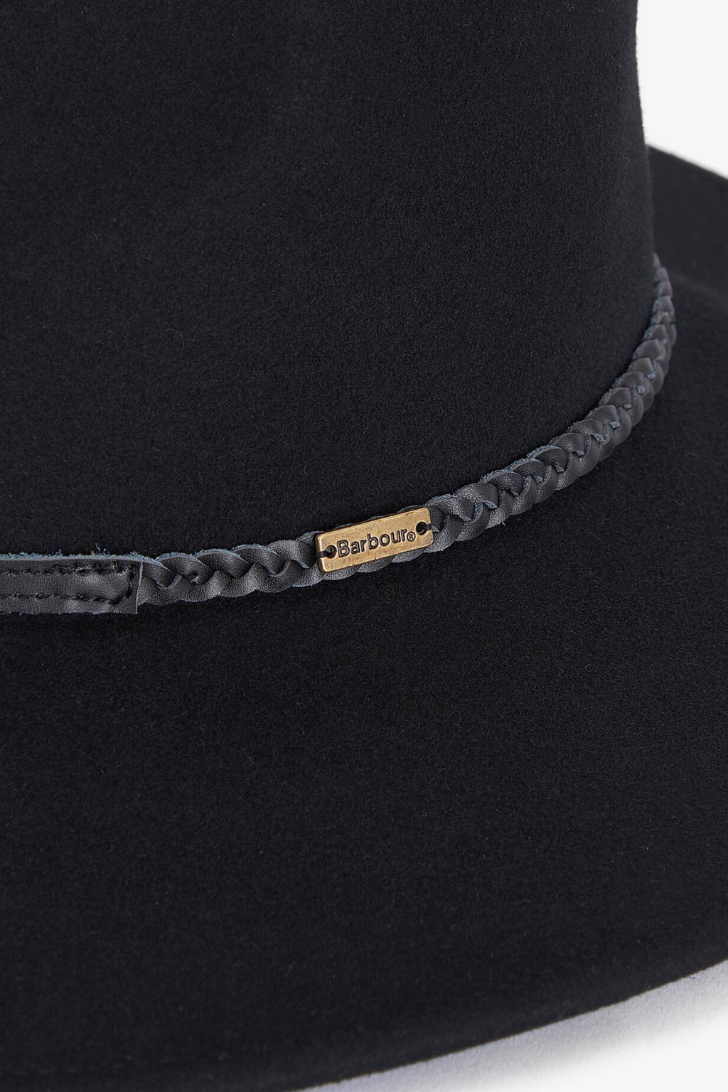 Barbour Black Tack Fedora Hat in black with braided band. Shop Barbour at Dotique