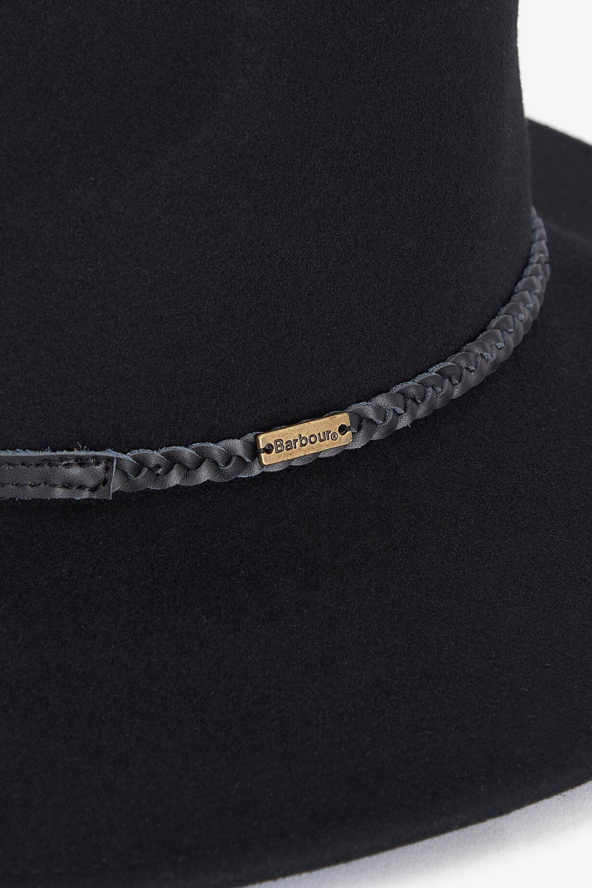 Barbour Black Tack Fedora Hat in black with braided band. Shop Barbour at Dotique