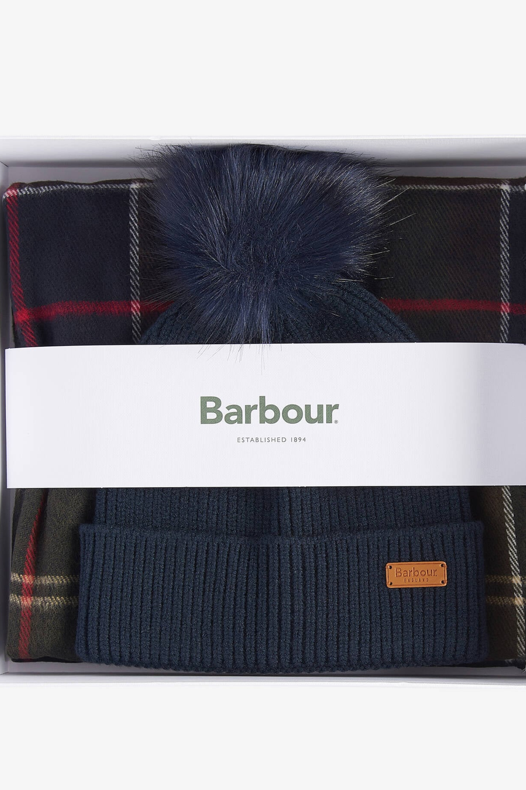 Barbour Dover Beanie & Hailes Scarf Gift Set Classic Tartan LGS0054