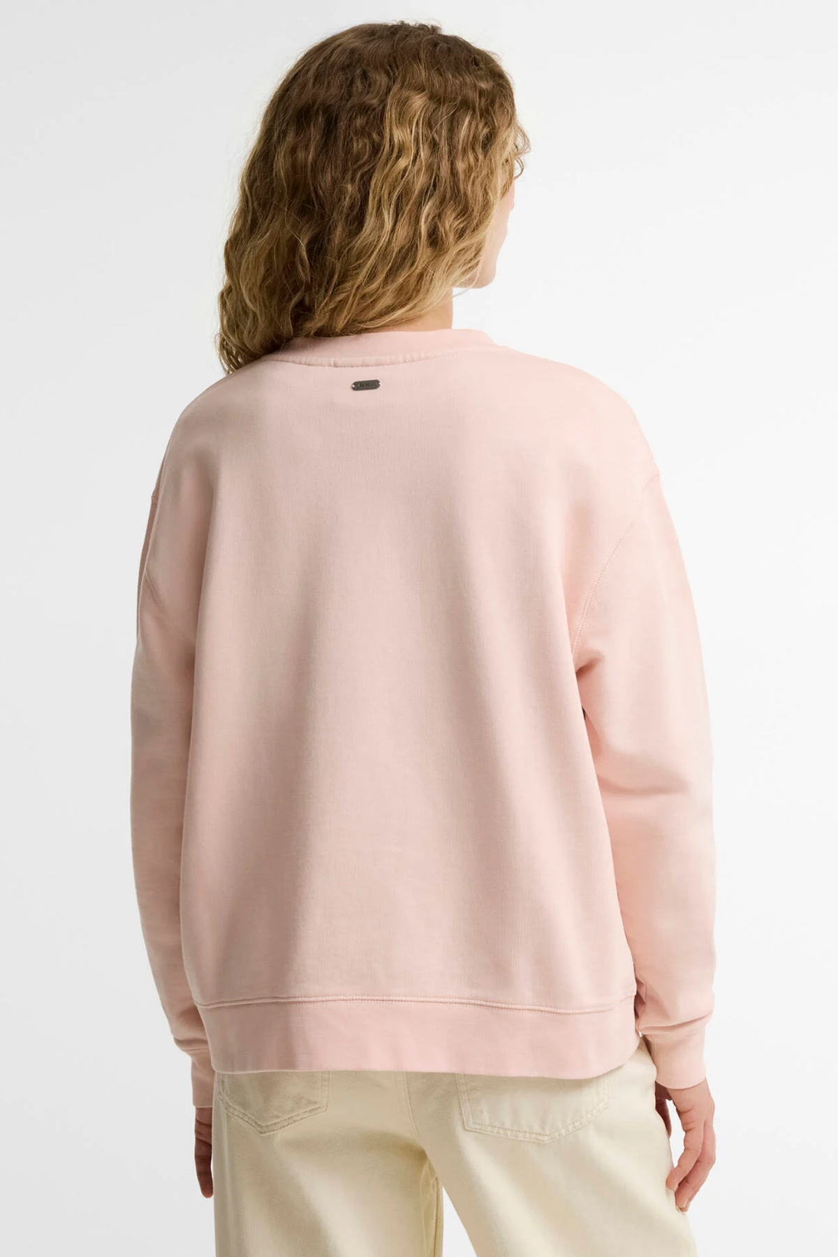 Back view of Barbour Hartland Logo Blush Pink Sweatshirt by Barbour Shop Barbour at Dotique