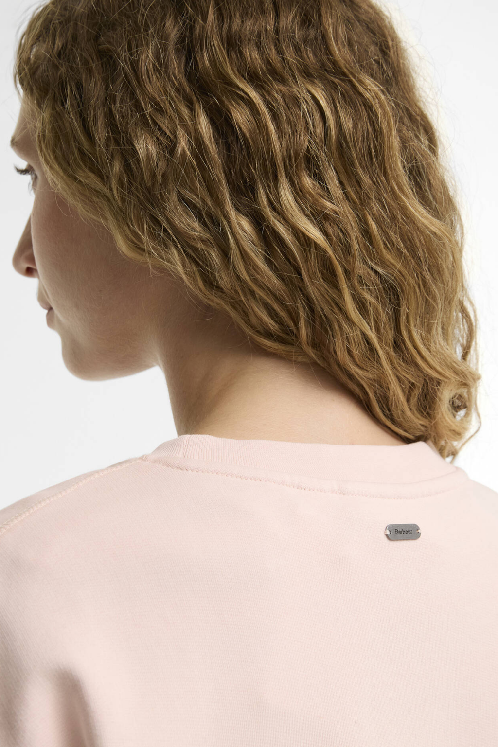 Barbour Hartland Logo Blush Pink Sweatshirt back view Shop Barbour at Dotique