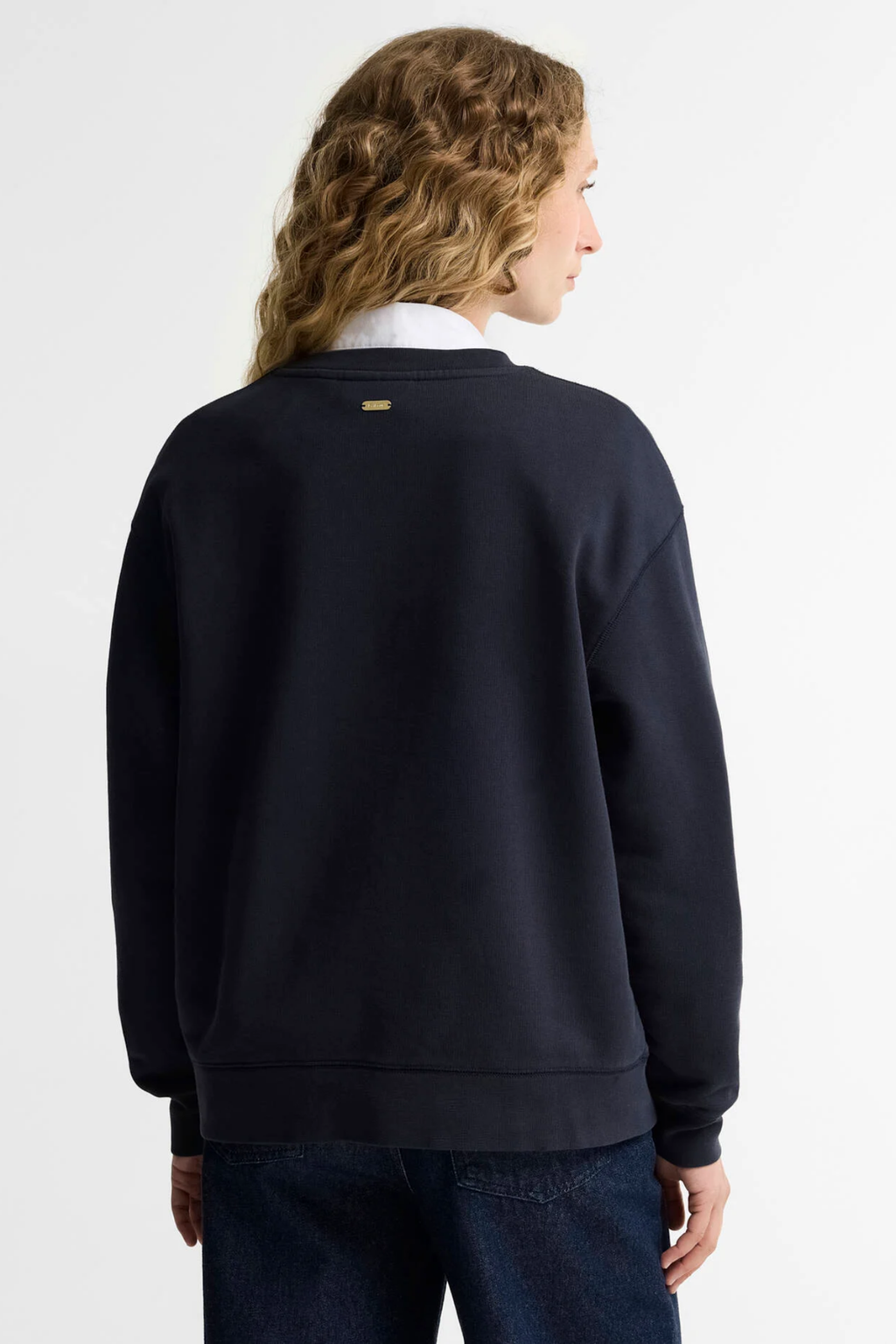 Barbour Hartland Logo Dark Navy Sweatshirt back view Shop Barbour at Dotique