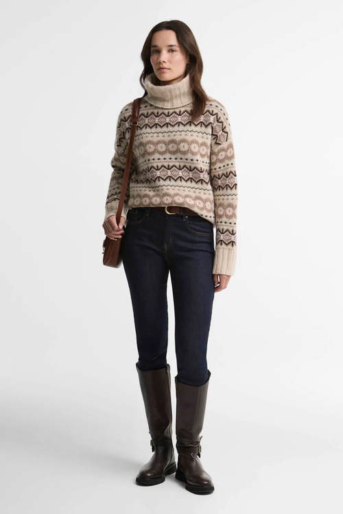Barbour Helen Knitted Jumper Birch Multi LKN1560 on model Shop Barbour at Dotique