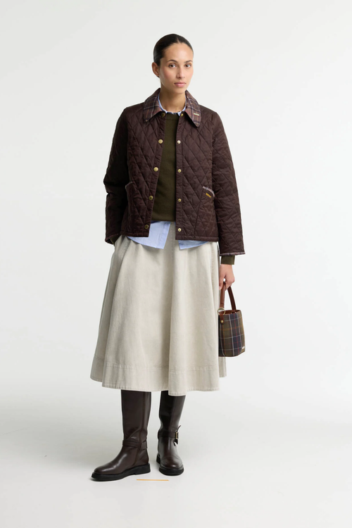 Barbour Icons Tartan Collar Cropped Liddesdale Quilted Jacket Rustic/Muted LQU1934 Shop Barbour at Dotique