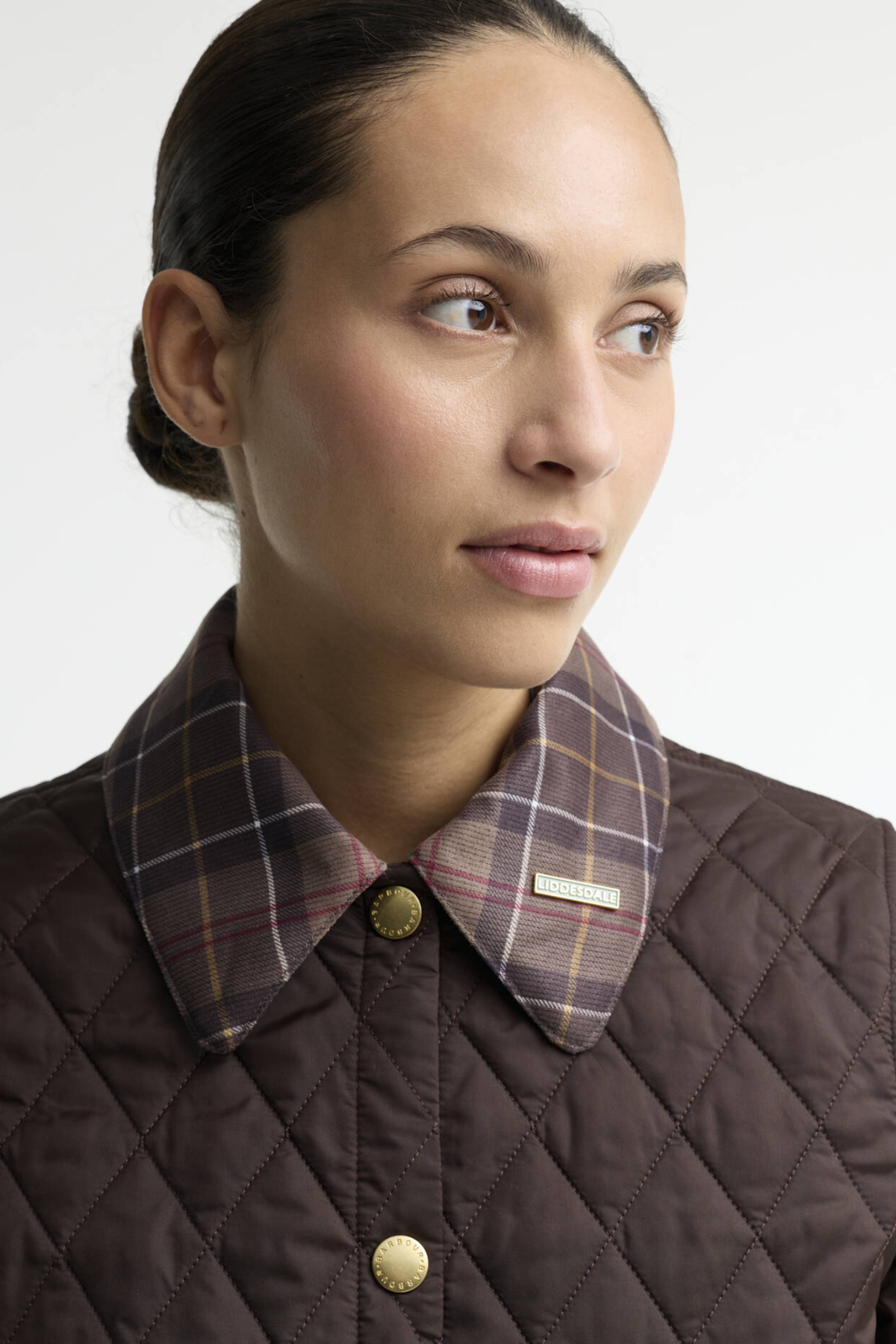 Barbour Icons Tartan Collar Cropped Liddesdale Quilted Jacket Rustic/Muted LQU1934