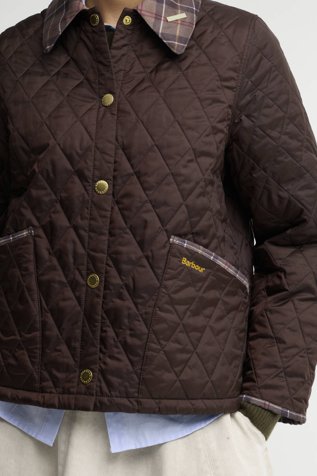 Barbour Icons Tartan Collar Cropped Liddesdale Quilted Jacket Rustic/Muted LQU1934