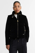 Barbour International Balaton Faux Velvet Quilted Sweat Black LQS0072