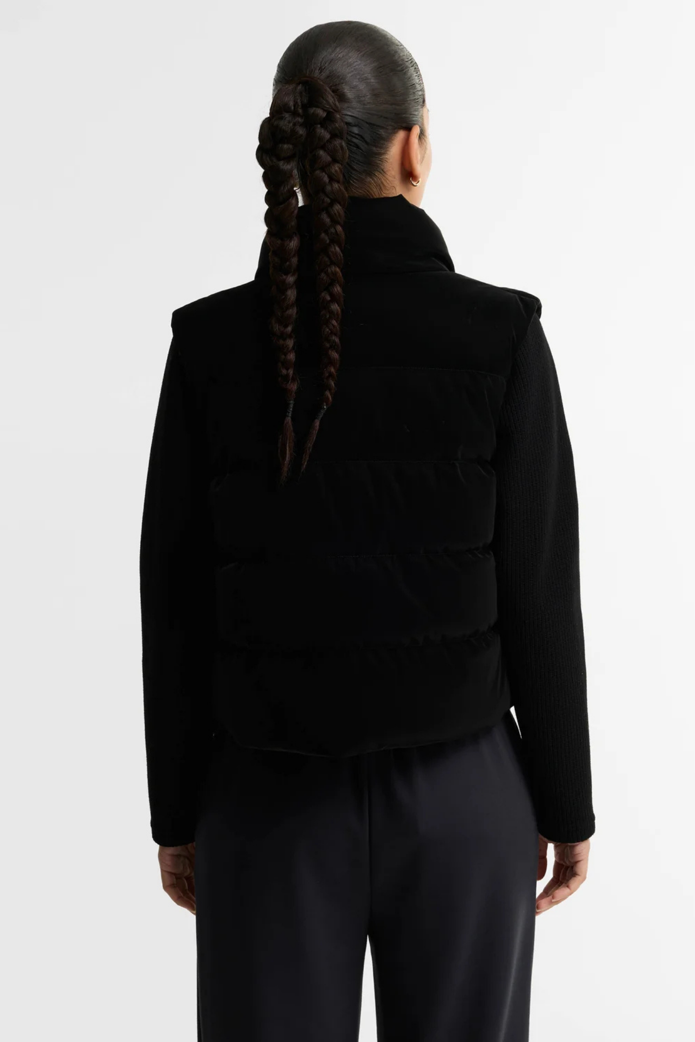 Barbour International Balaton Faux Velvet Quilted Sweat Black LQS0072