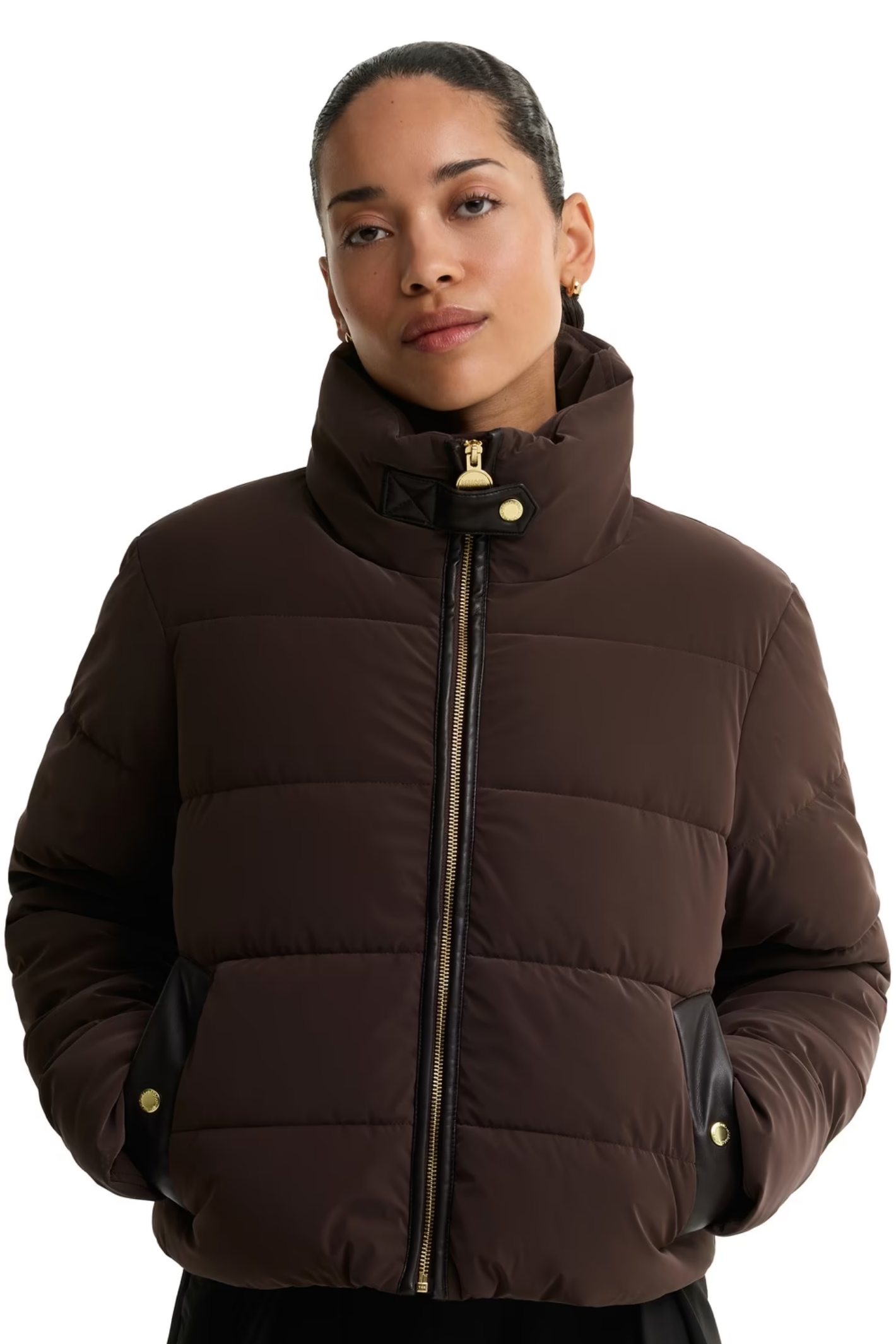 Barbour International Halina Faux Velvet Puffer Jacket Truffle LQU1918