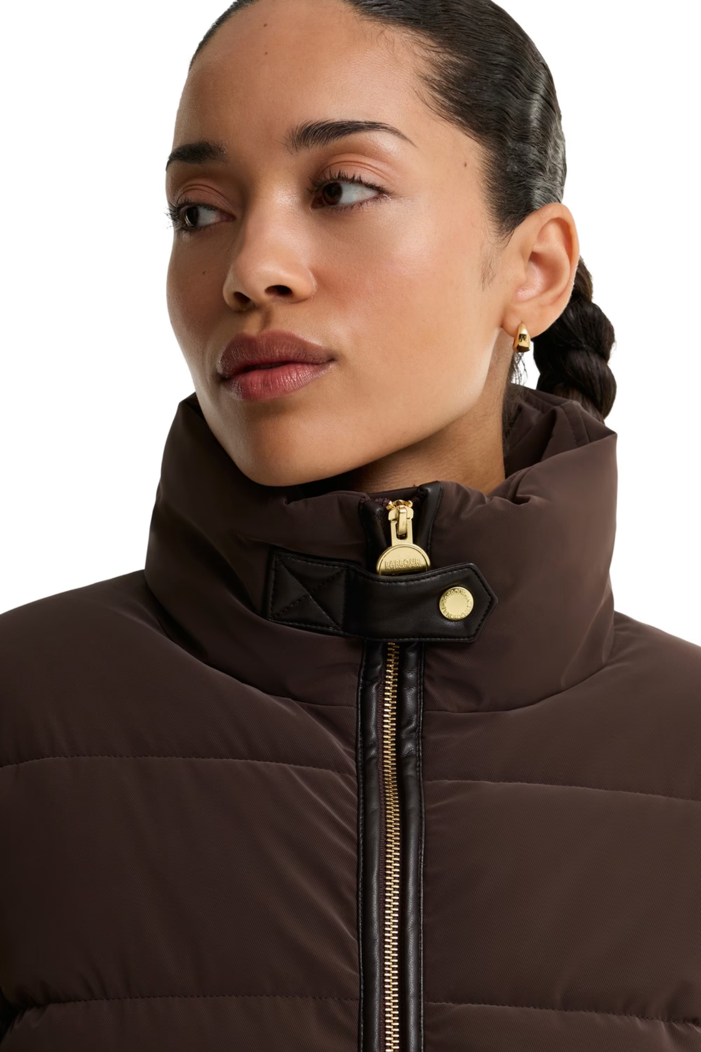 Barbour International Halina Faux Velvet Puffer Jacket Truffle LQU1918